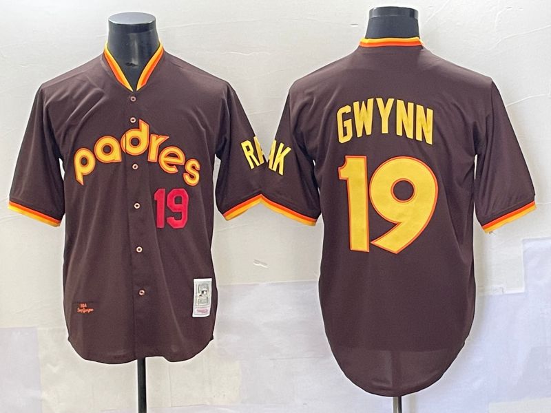 Men 2025 San Diego Padres #19 Gwynn Brown Throwback Nike MLB Jersey style 34